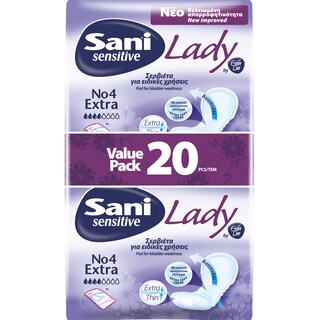 SANI | Σερβιέτες Ακράτειας Lady Sensitive Νο4 Extra 20 Τεμάχια
