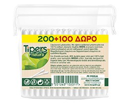 TIPERS | Μπατονέτες Οικολογικές Natura 200+100 Τεμάχια Δώρο