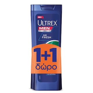 ULTREX | Σαμπουάν Αντιπιτυριδικό 24h Fresh 360ml 1+1 Δώρο 1+1