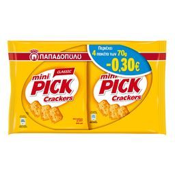 ΠΑΠΑΔΟΠΟΥΛΟΥ | Κράκερς Mini Pick Classic 4x70g Έκπτωση 0.30Ε