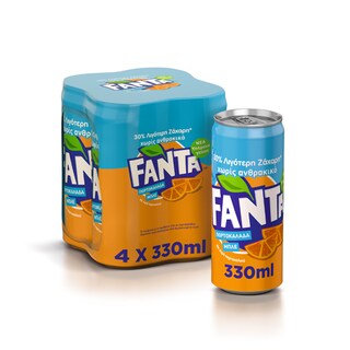 FANTA | ΑΝΑΨΥΚΤΙΚΟ ΠΟΡΤΟΚΑΛΙ ΜΠΛΕ ΧΩΡΙΣ ΑΝΘΡΑΚΙΚΟ ΚΟΥΤΙ 4 X 330 ML