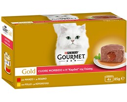 GOURMET | Γατοτροφή Μους Βοδινό & Κοτόπουλο 4X85 gr