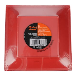 - | ΠΙΑΤΑ ΠΛΑΣΤΙΚΑ ΤΕΤΡΑΓΩΝΑ ΚΟΚΚΙΝΑ 18 CM 8 ΤΕΜ