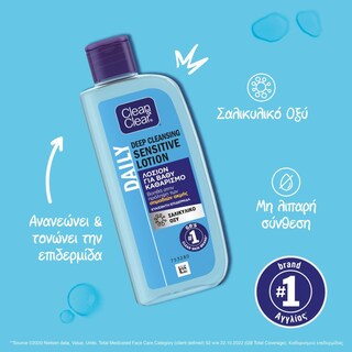 CLEAN&CLEAR | Λοσιόν Καθαρισμού Deep Cleansing Sensitive Lotion 200ml