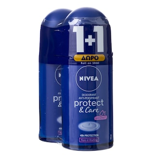 NIVEA | Αποσμητικό Roll On Protect & Care 1+1 Δώρο 50ml