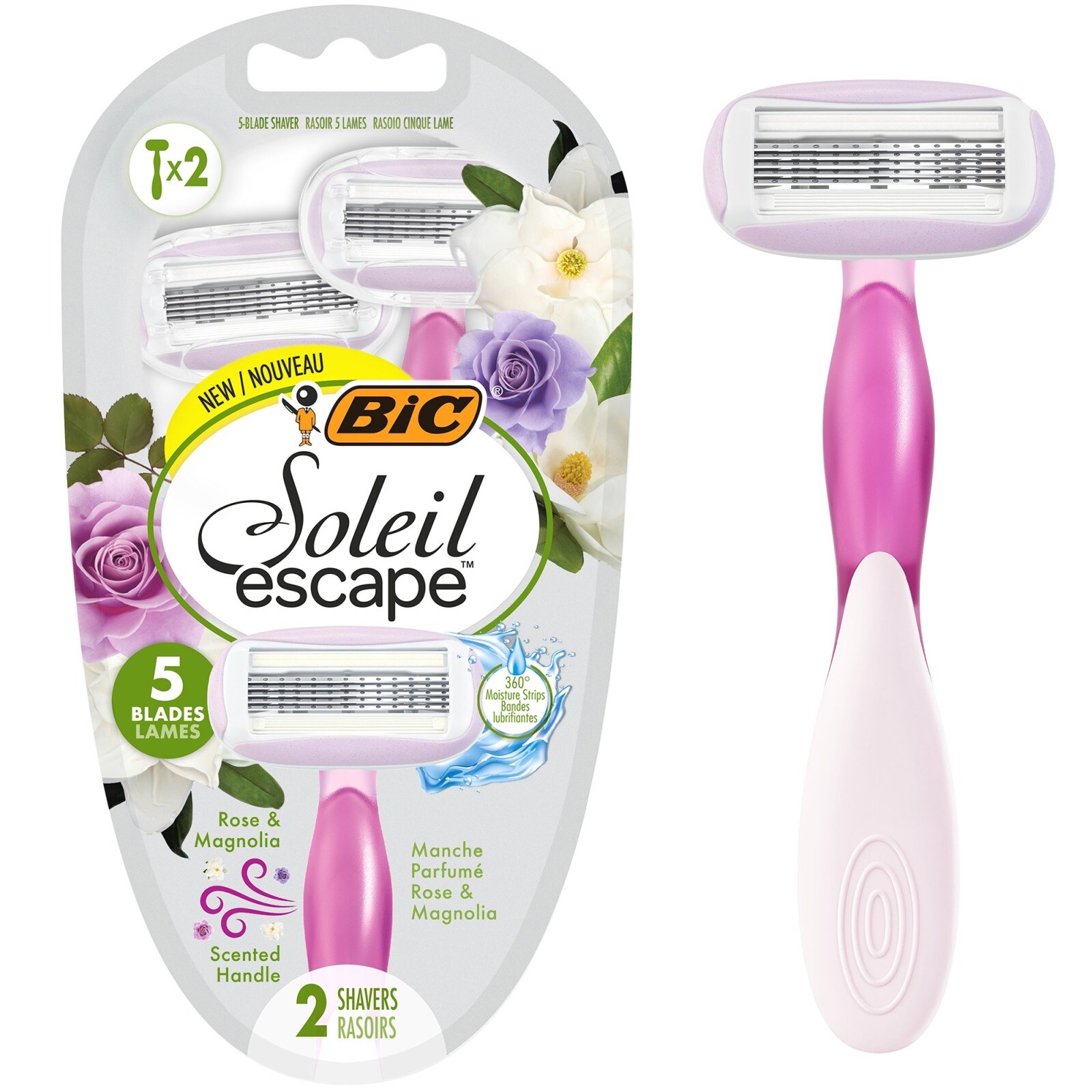 BIC Ξυραφάκια Soleil Escape Τριαντάφυλλο & Μανόλια 2 Τεμάχια