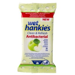 WET HANKIES | Υγρά Μαντηλάκια Αντιβακτηριδιακά Πράσινο Μήλο