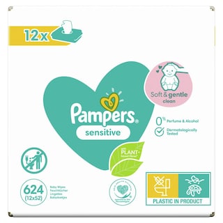 PAMPERS | Μωρομάντηλα Sensitive Αποκλειστικά Online 12x52 Τεμάχια