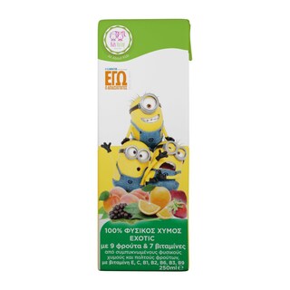KIDS VALLEY | Φυσικός Χυμός Minions Exotic 9 Φρούτα 250ml