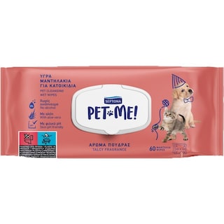 SEPTONA | Υγρά Μαντηλάκια Pet Me για Κατοικίδια Πούδρα 60 Τεμάχια