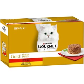 GOURMET | Γατοτροφή Gold Tartar Βοδινό Κοτόπουλο 4X85 gr