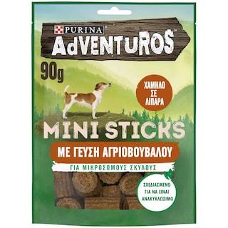 PURINA ONE | Σκυλοτροφή Adventuros Mini Sticks με Αγριοβούβαλο 90g