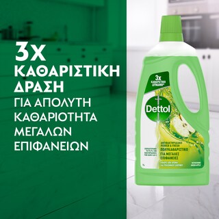 DETTOL | Πολυκαθαριστικό Μεγάλων Επιφανειών Αντιβακτηριδιακό Πράσινο Μήλο 1lt