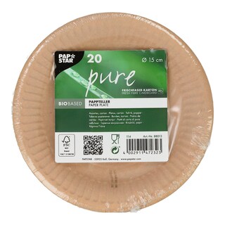 PAPSTAR | PAPER PLATES PURE 15CM  20PCS