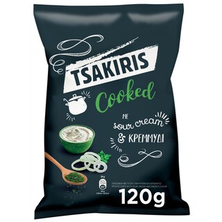 ΤΣΑΚΙΡΗΣ | Τσιπς Cooked Sour Cream & Κρεμμύδι 120g