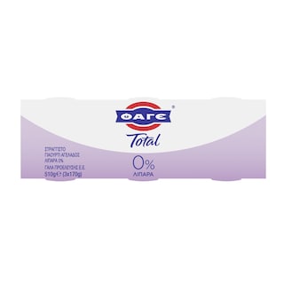TOTAL | ΓΙΑΟΥΡΤΙ ΛΕΥΚΟ ΣΤΡΑΓΓΙΣΤΟ 0% ΛΙΠΑΡΑ 3 X 170 GR