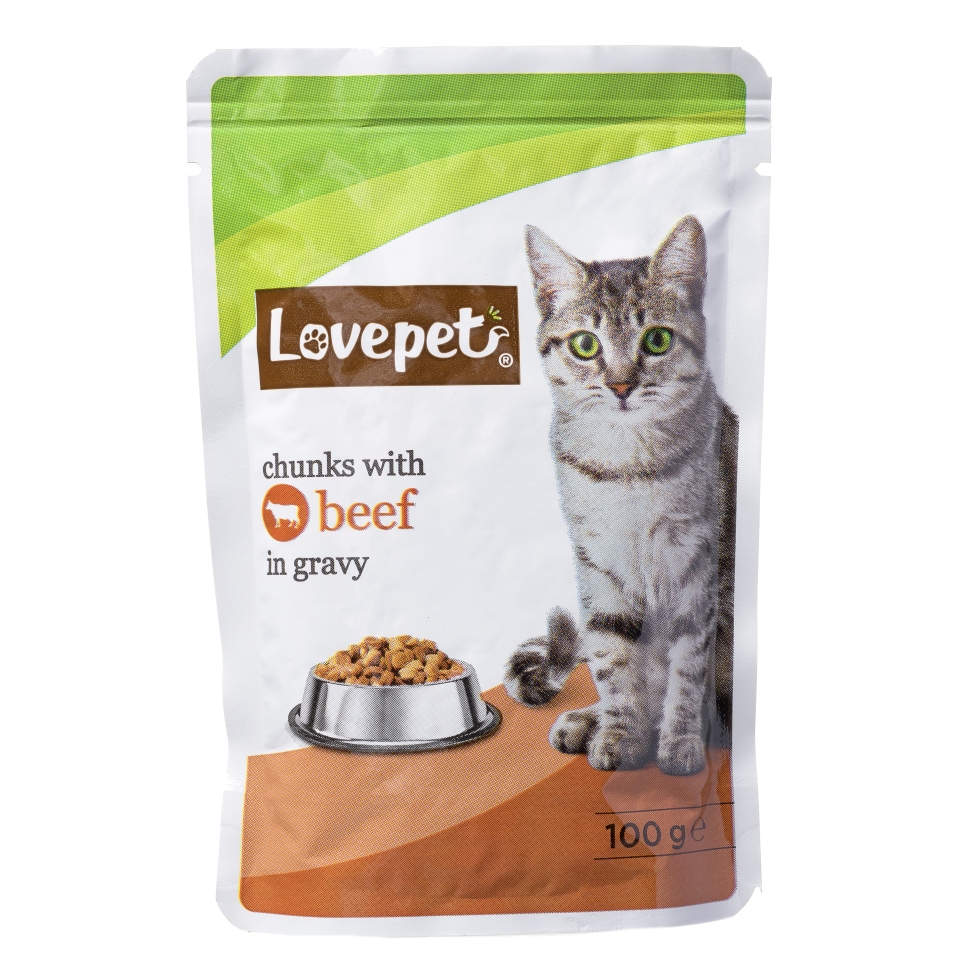 LOVEPET Γατοτροφή Υγρή Βοδινό 100g