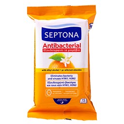 SEPTONA | Αντιβακτηριδιακά Μαντηλάκια Πορτοκάλι 15 Τεμάχια