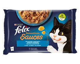 FELIX | Γατοτροφή Sensations Sauces Σολομός και Σαρδέλα 4x85g