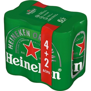 HEINEKEN | Μπύρα Lager Κουτί 6x330ml 4+2 Δώρο