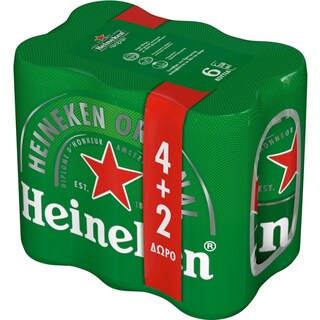HEINEKEN | Μπύρα Lager Κουτί 6x330ml 4+2 Δώρο