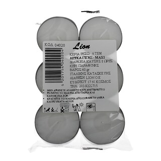 LION | Κεριά Ρεσώ Λευκά Γίγας 6 Τεμάχια
