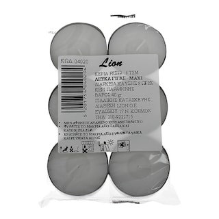 LION | Κεριά Ρεσώ Λευκά Γίγας 6 Τεμάχια