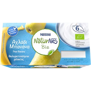 NATURNES | Επιδόρπιο Γάλακτος bio Αχλάδι Μπανάνα  2 X 90 gr