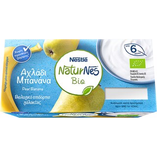 NATURNES | Επιδόρπιο Γάλακτος bio Αχλάδι Μπανάνα  2 X 90 gr