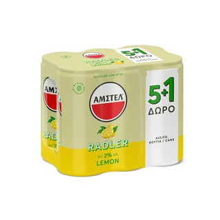 AMSTEL | RADLER | Μπύρα Radler Lemon 6x330ml 5+1 Δώρο