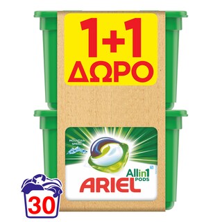ARIEL | Kάψουλες Πλυντηρίου Ρούχων Allin1 PODS Mountain Spring 15 Τεμάχια 1+1 Δώρο