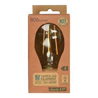 ΑΒ | Λάμπα Led Filament E27 7W 1 Τεμάχιο