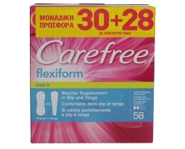CAREFREE | ΣΕΡΒΙΕΤΑΚΙΑ FLEXI FRESH 58 ΤΕΜ ΕΙΔΙΚΗ ΤΙΜΗ 30 + 28 ΤΕΜΑΧΙΑ