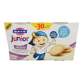 JUNIOR | ΠΑΙΔΙΚΑ ΓΙΑΟΥΡΤΙΑ ΜΠΙΣΚΟΤΟ 2X140ΓΡ