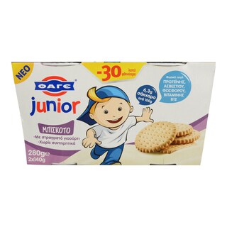 JUNIOR | ΠΑΙΔΙΚΑ ΓΙΑΟΥΡΤΙΑ ΜΠΙΣΚΟΤΟ 2X140ΓΡ