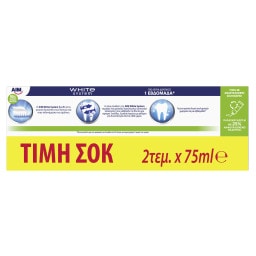 AIM | WHITE SYSTEM | ΟΔΟΝΤΟΚΡΕΜΑ ΤΙΜΗ ΣΟΚ 2 Χ 75 ML