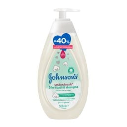 JOHNSON BABY | Αφρόλουτρο & Σαμπουάν Cotton Touch 2σε1 500ml Έκπτωση 40%