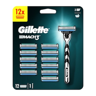 GILLETTE | Ξυριστική Μηχανή Mach3 + 12 Ανταλλακτικά 1 Τεμάχιο