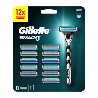 GILLETTE | Ξυριστική Μηχανή Mach3 + 12 Ανταλλακτικά 1 Τεμάχιο
