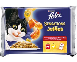 FELIX | Γατοτροφή Sensations Jellies Ποικιλία Κρεάτων 4x100g