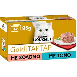 Γατοτροφή Gold Tartar Σολομός 4X85 gr
