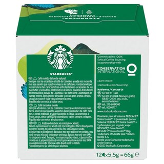 STARBUCKS | Κάψουλες Καφέ Dolce Gusto Colombia Espresso 66g