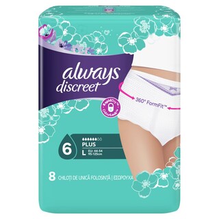 ALWAYS | DISCREET | ALWAYS DISCREET PANTS LARGE 8PCS