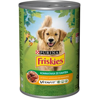 FRISKIES | ΥΓΡΗ ΤΡΟΦΗ ΚΟΝΣΕΡΒΑ ΓΙΑ ΕΝΗΛΙΚΟΥΣ ΣΚΥΛΟΥΣ ME ΒΟΔΙΝΟ, ΚΟΤΟΠΟΥΛΟ ΚΑΙ ΛΑΧΑΝΙΚΑ ΣΕ ΣΑΛΤΣΑ 1.2 KGR