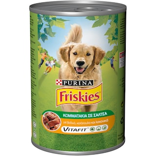FRISKIES | ΥΓΡΗ ΤΡΟΦΗ ΚΟΝΣΕΡΒΑ ΓΙΑ ΕΝΗΛΙΚΟΥΣ ΣΚΥΛΟΥΣ ME ΒΟΔΙΝΟ, ΚΟΤΟΠΟΥΛΟ ΚΑΙ ΛΑΧΑΝΙΚΑ ΣΕ ΣΑΛΤΣΑ 1.2 KGR
