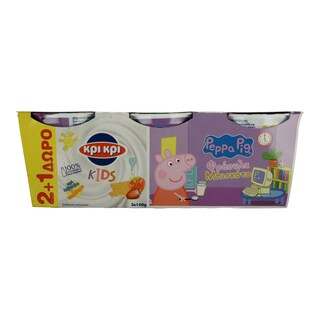 ΚΡΙ ΚΡΙ | Παιδικό Γιαούρτι Φράουλα Μπισκότο 2+1 Τεμάχιο Δώρο 3X140 gr