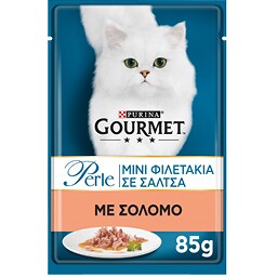 GOURMET | PERLE | Γατοτροφή Perle Φιλετάκια Με Σολομό 85 gr