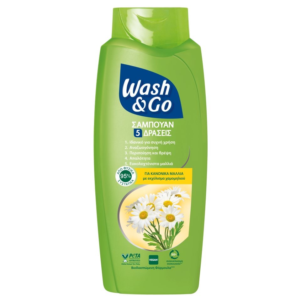 WASH&GO Σαμπουάν 5 Δράσεων για Κανονικά Μαλλιά 650ml