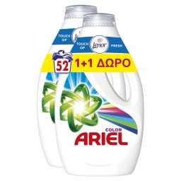 ARIEL | Υγρό Πλυντηρίου Ρούχων Color Touch of Lenor 26 Μεζούρες 1+1 Δώρο