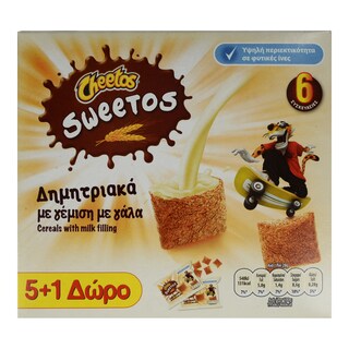 CHEETOS | Σνακ Δημητριακών Sweetos Γέμιση Γάλα 6x28gr 5+1 Δώρο